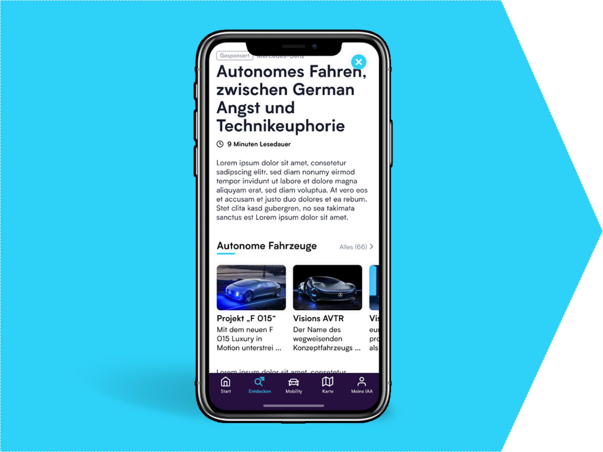 Detailed page of your blog post in the IAA app