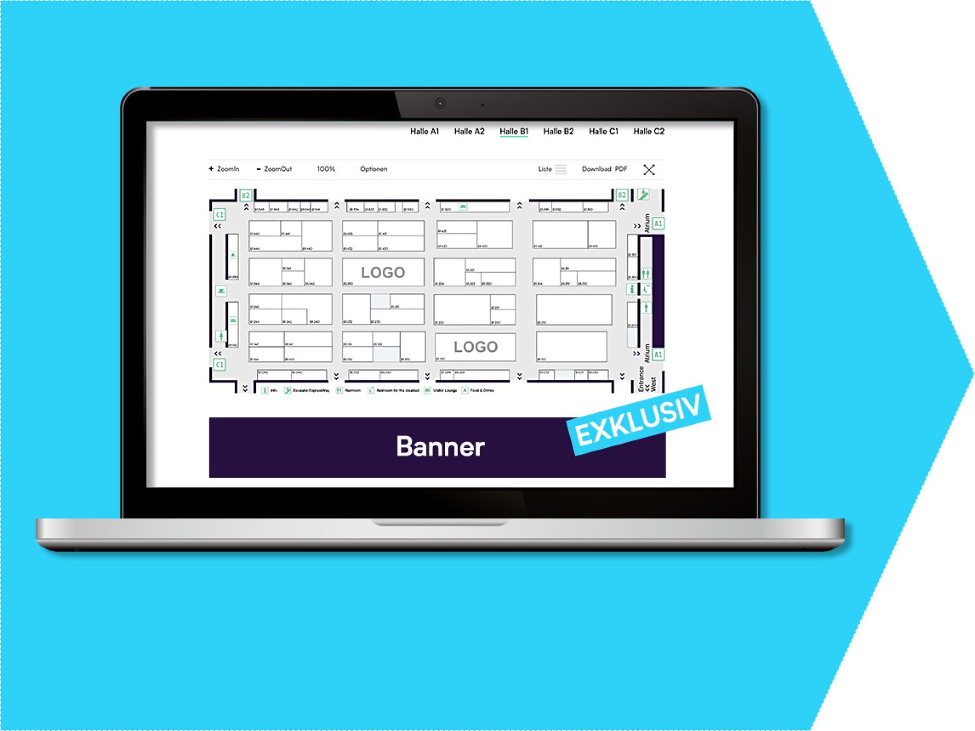 Bannerplatzierung beim Online-Hallenplan