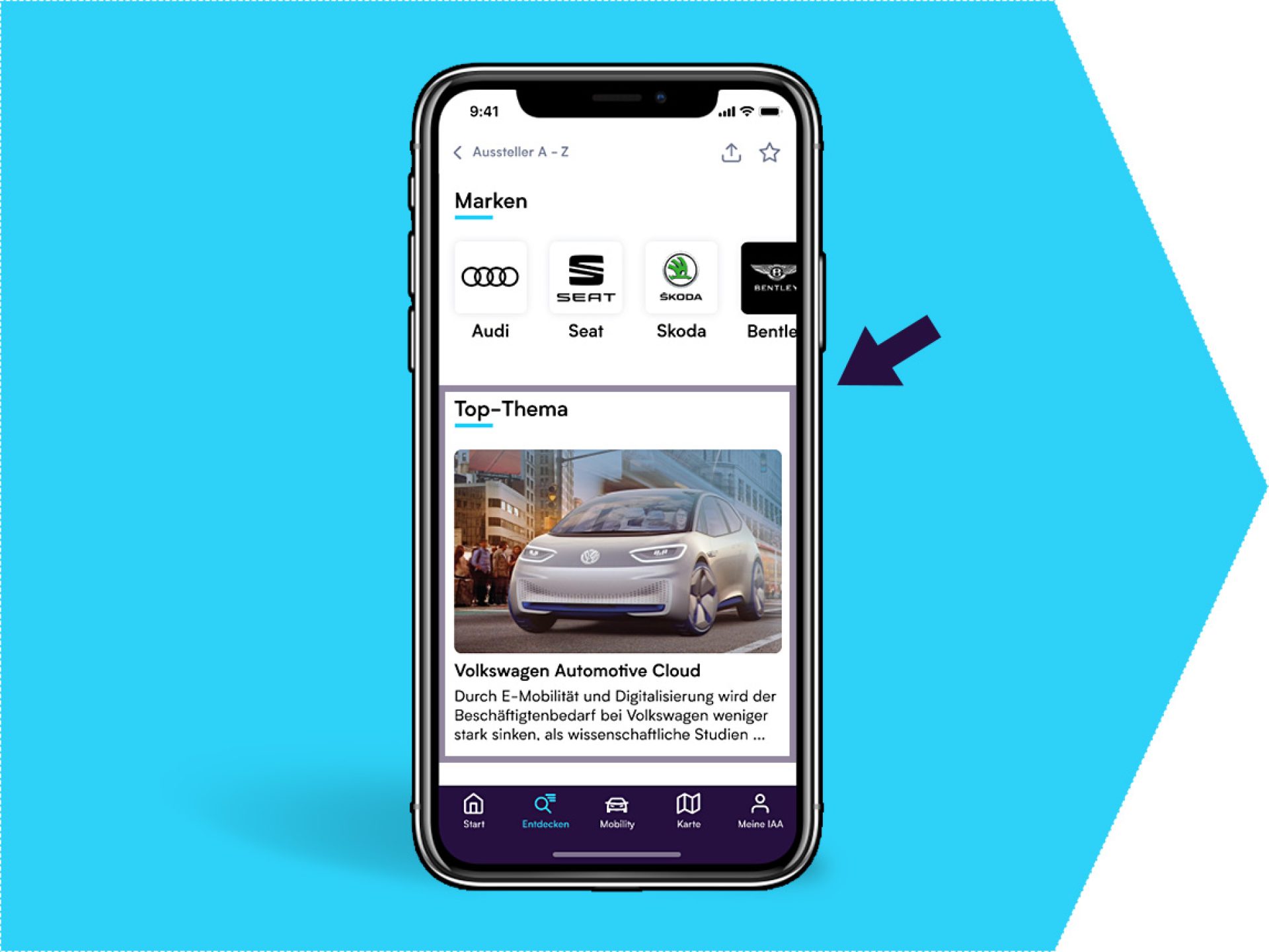 Main topic on the exhibitor profile (IAA app)
